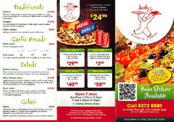 Scanned takeaway menu for Duthy’s Pizzeria & Pasta