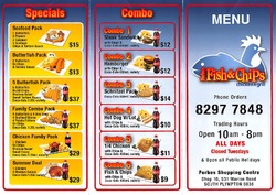 Scanned takeaway menu for Forbes Fish & Chips