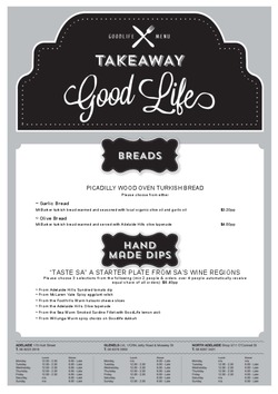 Scanned takeaway menu for Goodlife Modern Organic Pizza