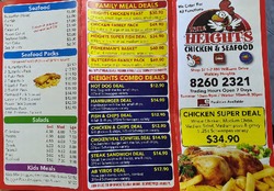 Scanned takeaway menu for Heights Chicken & Takeaway