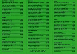 Scanned takeaway menu for House Of Jade