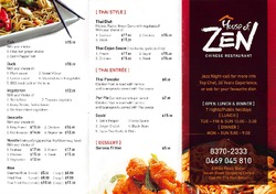 Scanned takeaway menu for House Of Zen
