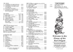 Scanned takeaway menu for House of the Red Dragon Restaurant