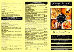 Scanned takeaway menu for Juniper and Pine