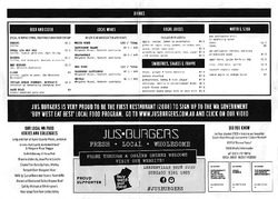 Scanned takeaway menu for Jus Burgers