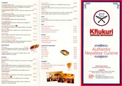 Scanned takeaway menu for Khukuri Nepalese Restaurant