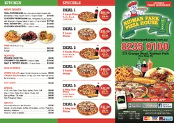 Scanned takeaway menu for Kidman Park Pizza House