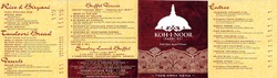 Scanned takeaway menu for Koh-I-Noor Indian Restaurant