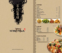Scanned takeaway menu for Konnichiwa Sushi Bar