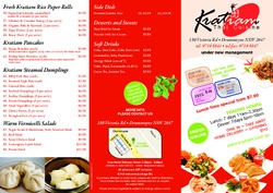 Scanned takeaway menu for Kratiam Thai Cuisine