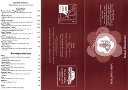 Scanned takeaway menu for Laxmi’s Tandoori Indian Restaurant