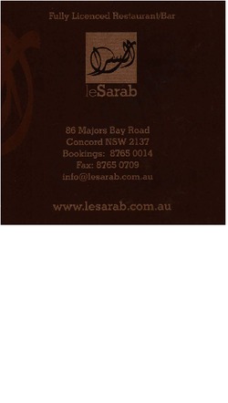 Scanned takeaway menu for LeSarab