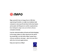 Scanned takeaway menu for Mapo Korean Restaurant