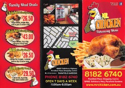 Scanned takeaway menu for Mr. Chicken