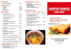 Scanned takeaway menu for Nguyen Chinese