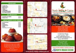 Scanned takeaway menu for North Indian Cuisine – Adelaide