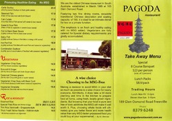 Scanned takeaway menu for Pagoda Restaurant