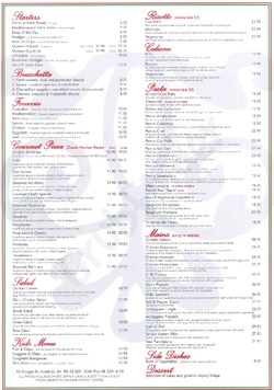 Scanned takeaway menu for Passatempo Caffe Ristorante
