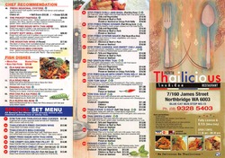 Scanned takeaway menu for Perth Thailicious Restaurant