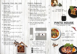 Scanned takeaway menu for Pinto House