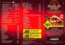 Scanned takeaway menu for Pride Of India