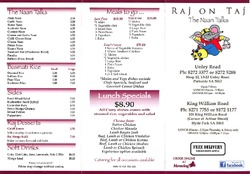 Scanned takeaway menu for Raj On Taj