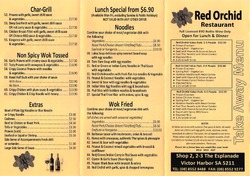 Scanned takeaway menu for Red Orchid Restaurant