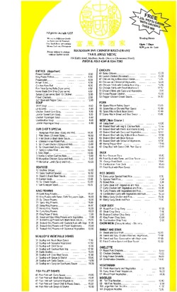 Scanned takeaway menu for Rickshaw Inn Chinese Restaurant