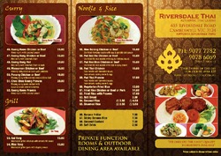 Scanned takeaway menu for Riversdale Thai