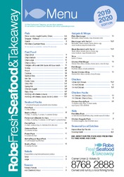 Scanned takeaway menu for Robe Seafood & Takeaway