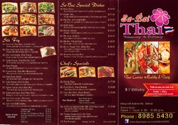 Scanned takeaway menu for Sa-Bai Thai