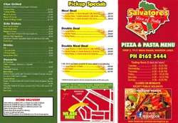 Scanned takeaway menu for Salvatore’s Slice of Italy