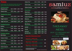 Scanned takeaway menu for Samiuz Ristorante & Pizzeria