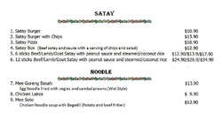 Scanned takeaway menu for Singapore Satay House & Catering