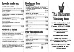 Scanned takeaway menu for Som Tam Thai