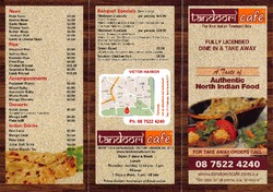 Scanned takeaway menu for Tandoori Cafe – Closed