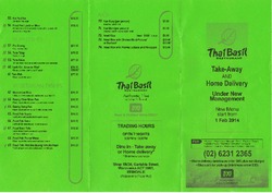 Scanned takeaway menu for Thai Basil Restaurant