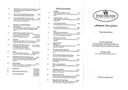 Scanned takeaway menu for Thai Orchid Restaurant