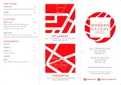 Scanned takeaway menu for The Modern Eatery