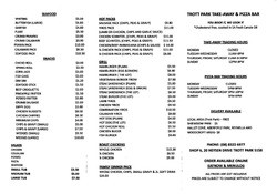 Scanned takeaway menu for Trott Park Takeaway and Pizza Bar