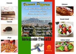 Scanned takeaway menu for Vesuvio Pizzeria