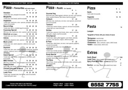 Scanned takeaway menu for Victa’s Pizza Express