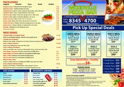 Scanned takeaway menu for Woodville Pizza Bar