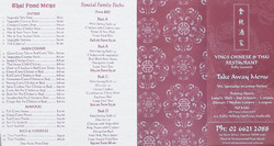 Scanned takeaway menu for Ying’s Chinese & Thai Restaurant